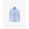 Boggi Mens Light Blue Closed-collar Regular-fit Cotton-blend Jersey Shirt In Blue