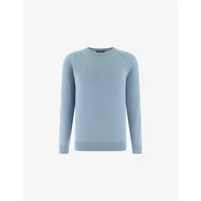 Boggi Mens Light Blue Crewneck Cotton, Silk And Cashmere Jumper