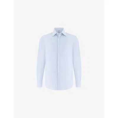 Boggi Mens Light Blue Regular-fit Japanese Jersey Polo Shirt