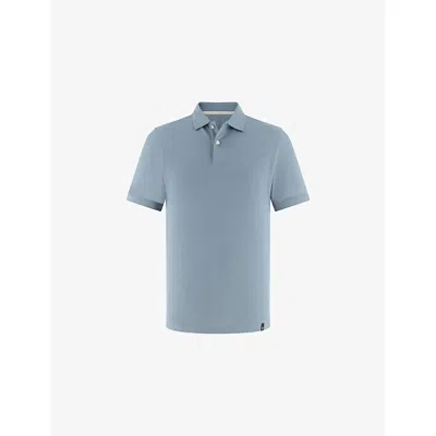 Boggi Mens  Short-sleeved Piqué Cotton-blend Polo Shirt In Blue