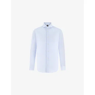Boggi Mens Light Blue Slim-fit Cotton-twill Shirt