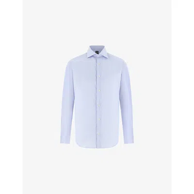 Boggi Mens Light Blue Slim-fit Cotton-twill Shirt