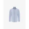 Boggi Mens Light Blue Closed-collar Regular-fit Cotton-blend Jersey Shirt In Blue