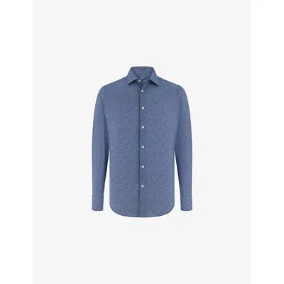 Boggi Mens Medium Blue Slim-fit Stretch-twill Shirt