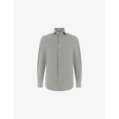 Boggi Mens Military Green Regular-fit Japanese Jersey Polo Shirt Xl In Gray