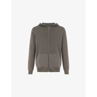 Boggi Mens Mud Hooded Full-zip Cotton-blend Jumper In Brown