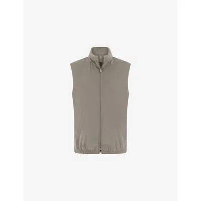 Boggi Mens Mud Hooded Side-pocket Stretch-woven Gilet In Brown