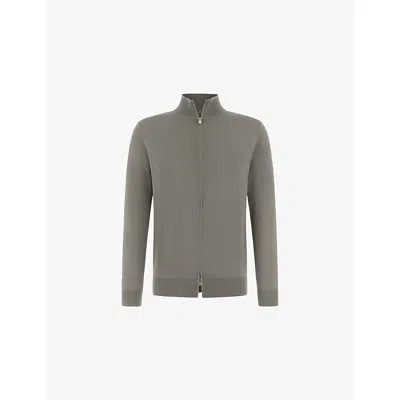 Boggi Mens Mud Superfine Wool Knit Full-zip Jumper In Gray