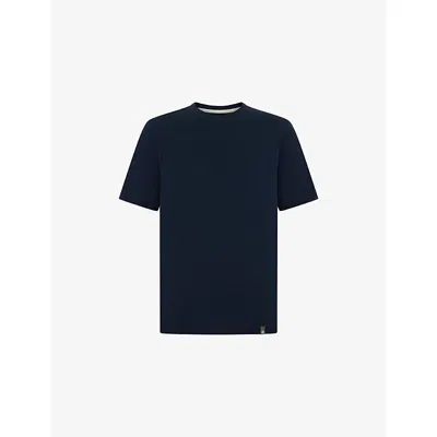 Boggi Mens Navy Blue Branded Short-sleeved Cotton-blend T-shirt Xl