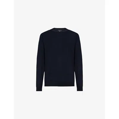 Boggi Mens Navy Blue Crewneck Merino Wool Jumper Xxl