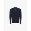 Boggi Mens Navy Blue Fine-knit Regular-fit Merino-wool Bomber Jacket In Blue