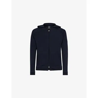 Boggi Mens Navy Blue Full-zip Merino Wool Hoody Xxl