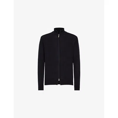 Boggi Mens Navy Blue Full-zip Merino Wool Jumper Xl