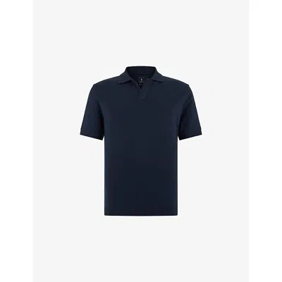 Boggi Mens Navy Blue Jacquard Pima-cotton Polo Shirt Xxl