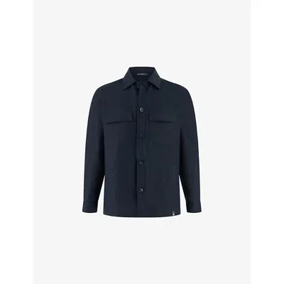 Boggi Mens Navy Blue Link Regular-fit Linen Shirt Jacket Xl