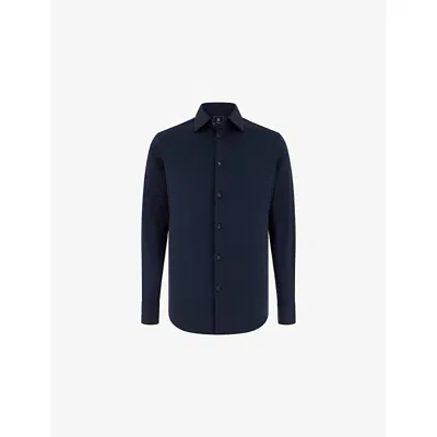 Boggi Mens Navy Blue Regular-fit Cotton And Silk-blend Polo Shirt