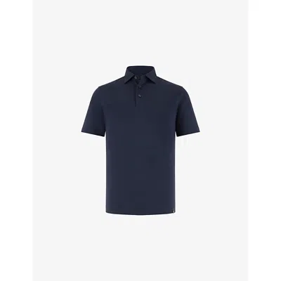 Boggi Mens  Regular Short-sleeve Cotton And Silk-blend Polo In Blue