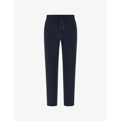 Boggi Mens Navy Blue Scuba Tech-patch Cotton-jersey Trousers Xl In Black