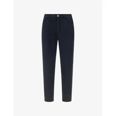 Boggi Mens Navy Blue Straight Regular-fit Stretch-denim Jeans In Black