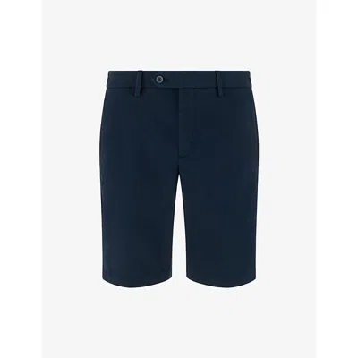 Boggi Mens Navy Blue Straight-leg Regular-fit Stretch-cotton Bermuda Shorts