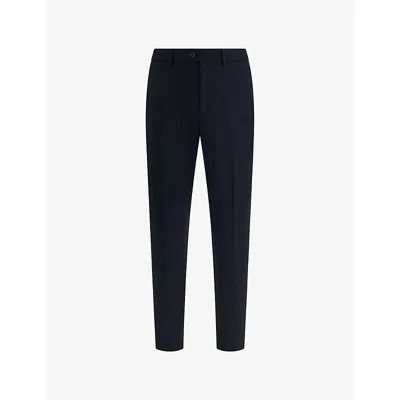 Boggi Mens Navy Blue Tapered-leg Mid-rise Cotton-blend Trousers