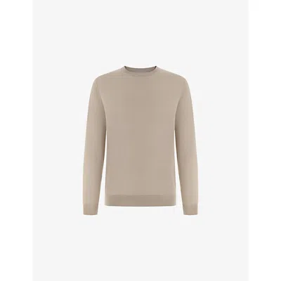 Boggi Mens Sand Crew Neck Superfine Wool Knit Jumper Xxl In Brown