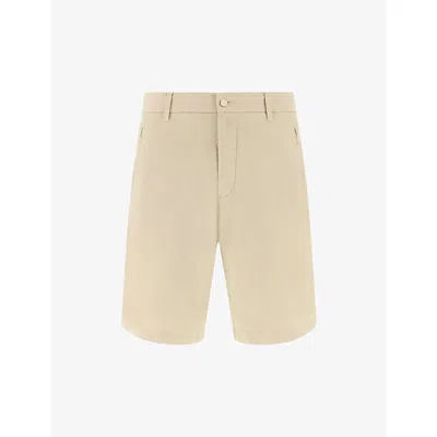 Boggi Mens Sand Mid-rise Cotton And Linen-blend Bermuda Shorts