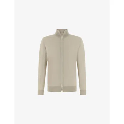 Boggi Mens Sand Superfine Wool Knit Full-zip Jumper In Neutral