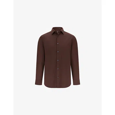 Boggi Mens Brown Slim-fit Stretch-nylon Shirt In Black