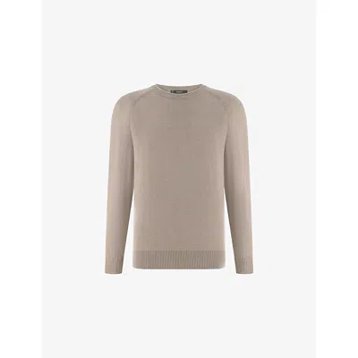 Boggi Mens Taupe Crewneck Cotton, Silk And Cashmere Jumper Xl In Brown