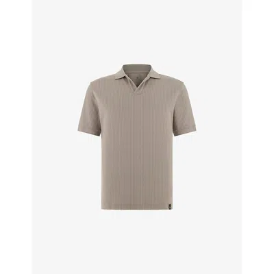 Boggi Mens Taupe Jacquard Pima-cotton Polo Shirt In Brown