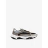 Boggi Mens Taupe Storm Leather And Woven Low-top Trainers Eur 44 / 10 Uk In Brown
