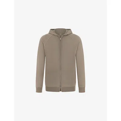 Boggi Mens Taupe Superfine Full-zip Wool Hoody In Brown