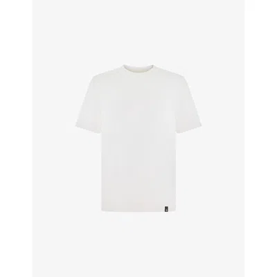Boggi Mens White Branded Short-sleeved Cotton-blend T-shirt