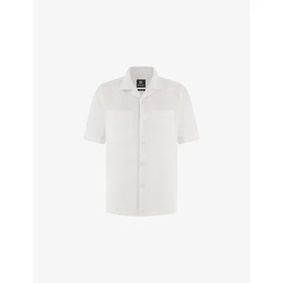 Boggi Mens White Camp-collar Regular-fit Linen Shirt