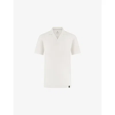 Boggi Mens White Camp-collar Regular-fit Lyocell-blend Polo Shirt