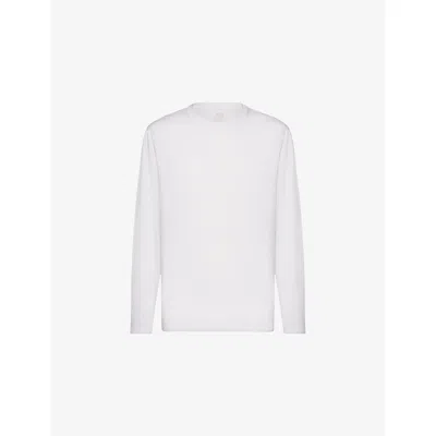 Boggi Mens White Crewneck Long-sleeve Cotton T-shirt