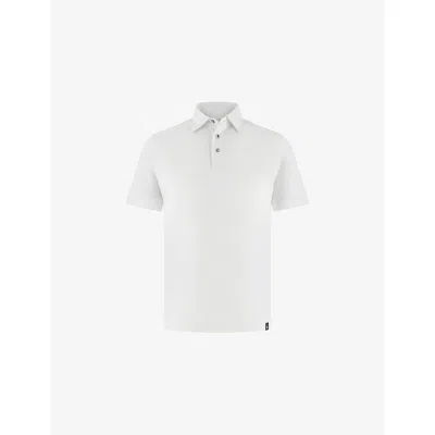 Boggi Mens  Regular Short-sleeve Cotton And Silk-blend Polo In White