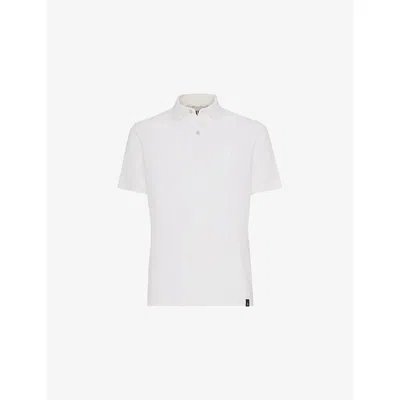 Boggi Mens White Regular-fit Cotton Pique Polo Shirt