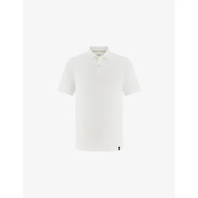 Boggi Mens White Short-sleeved Piqué Cotton-blend Polo Shirt Xl