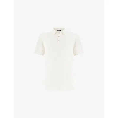 Boggi Mens White Slim-fit Short-sleeve Cotton And Silk-blend Polo Xxl