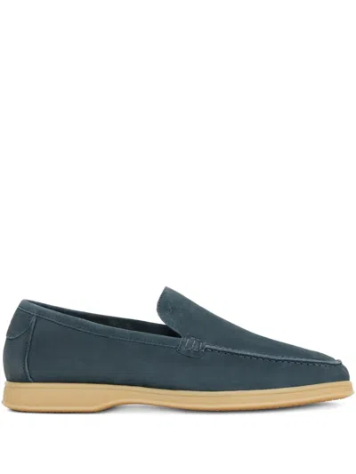Boggi Milano Aria Suede Leather Loafers In Blue