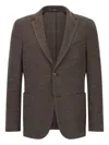 Boggi Milano B Jersey Micro Textured Jacket In Pure Wool In Brown