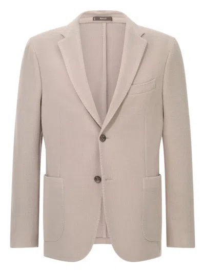 Boggi Milano B Jersey Micro Textured Jacket In Pure Wool In Neutral