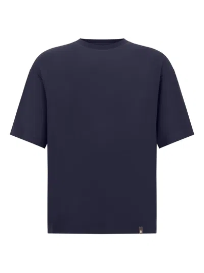 Boggi Milano B-tech Logo-appliqué T-shirt In Blue