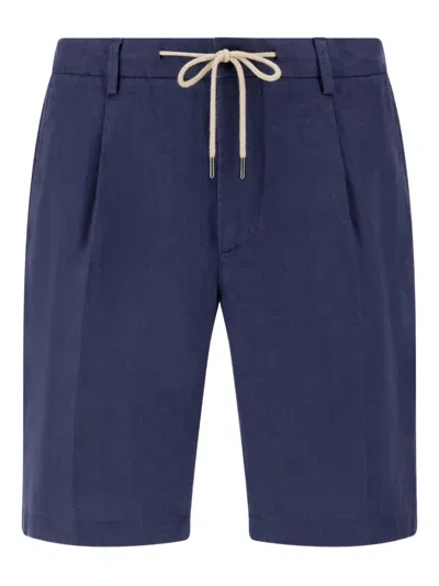 Boggi Milano Linen Shorts In Blue