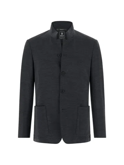 Boggi Milano Blazer Diagonal Wool Blend Wooltech In Gray