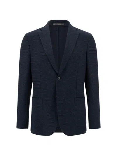 Boggi Milano Blazer Micro-patterned Cotton-blend B Jersey In Blue