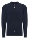 Boggi Milano Bomber-collar Zip-front Sweater In Blue