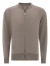 Boggi Milano Bomber-collar Zip-front Sweater In Gray
